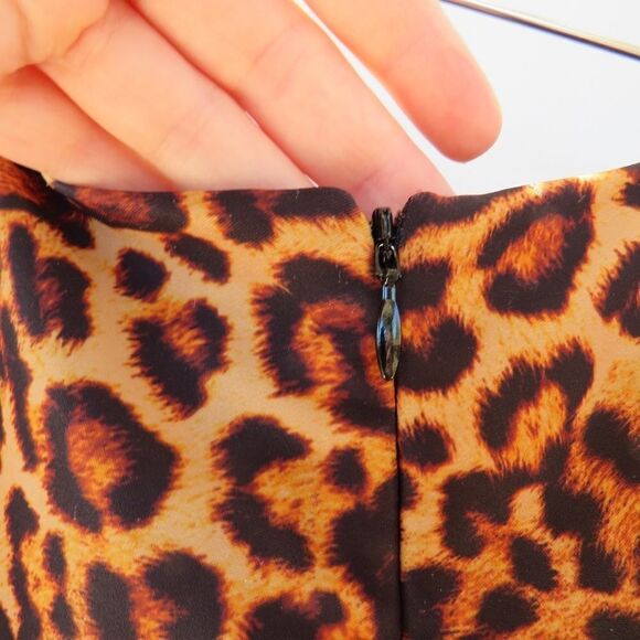 Lovers + Friends Dress Womens Small New Leopard Animal Print Puff Sleeve Mini - Picture 14 of 16